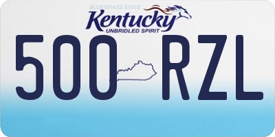 KY license plate 500RZL