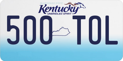 KY license plate 500TOL