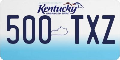 KY license plate 500TXZ
