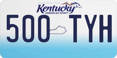 KY license plate 500TYH