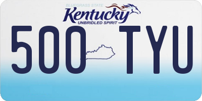 KY license plate 500TYU