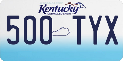 KY license plate 500TYX