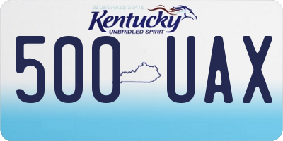 KY license plate 500UAX