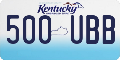 KY license plate 500UBB