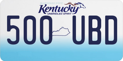 KY license plate 500UBD
