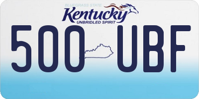 KY license plate 500UBF