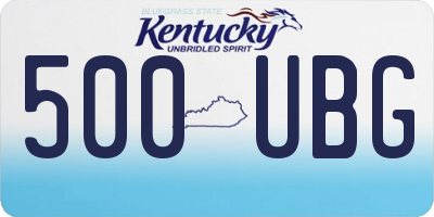KY license plate 500UBG