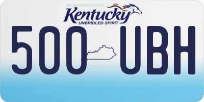 KY license plate 500UBH