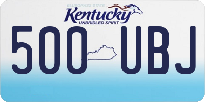 KY license plate 500UBJ