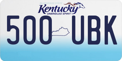 KY license plate 500UBK