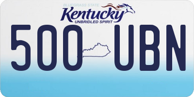 KY license plate 500UBN