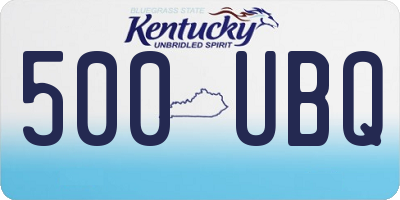 KY license plate 500UBQ
