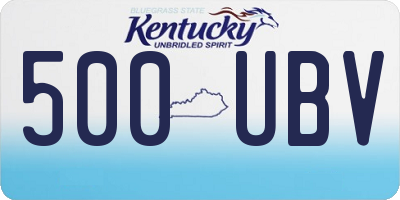 KY license plate 500UBV