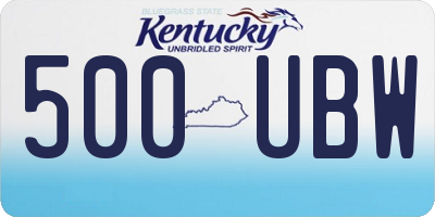 KY license plate 500UBW