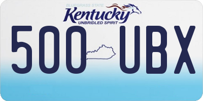 KY license plate 500UBX