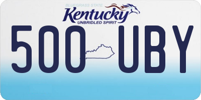 KY license plate 500UBY
