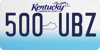 KY license plate 500UBZ