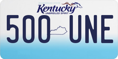 KY license plate 500UNE