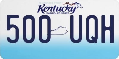 KY license plate 500UQH