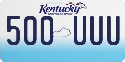 KY license plate 500UUU