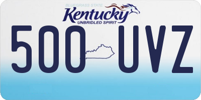 KY license plate 500UVZ
