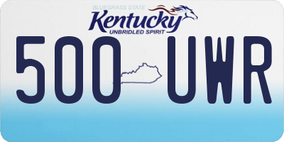 KY license plate 500UWR