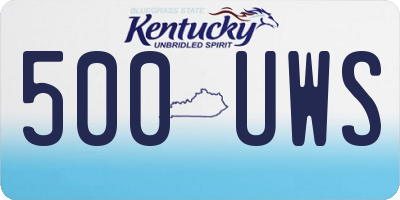 KY license plate 500UWS