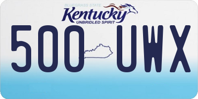 KY license plate 500UWX