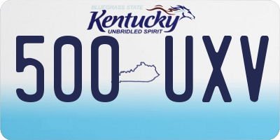KY license plate 500UXV
