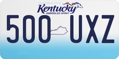 KY license plate 500UXZ