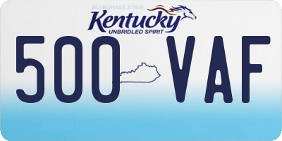 KY license plate 500VAF