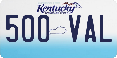 KY license plate 500VAL
