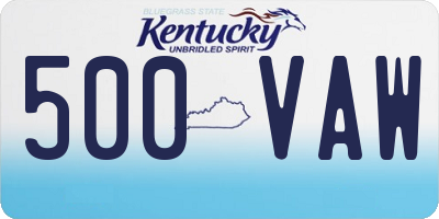 KY license plate 500VAW