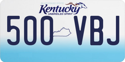KY license plate 500VBJ