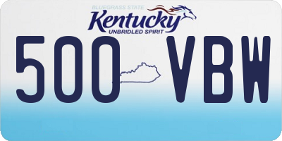KY license plate 500VBW
