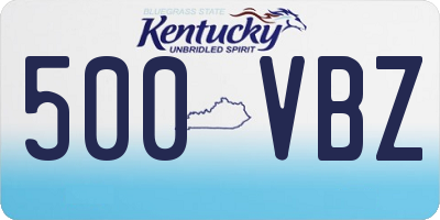 KY license plate 500VBZ