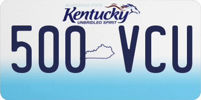 KY license plate 500VCU