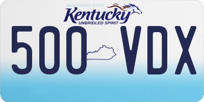 KY license plate 500VDX