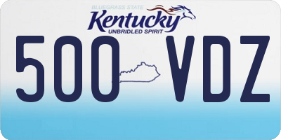 KY license plate 500VDZ
