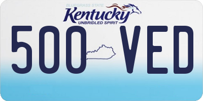 KY license plate 500VED