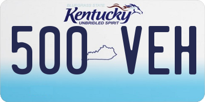KY license plate 500VEH