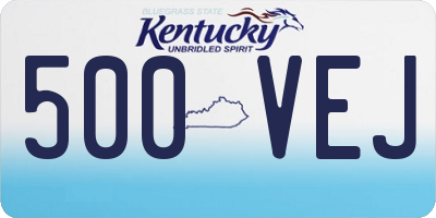 KY license plate 500VEJ