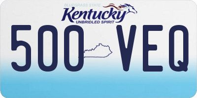 KY license plate 500VEQ