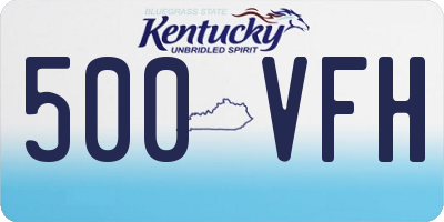 KY license plate 500VFH