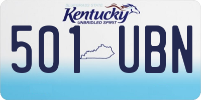 KY license plate 501UBN