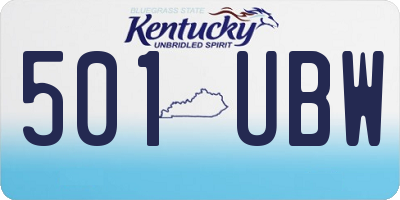 KY license plate 501UBW