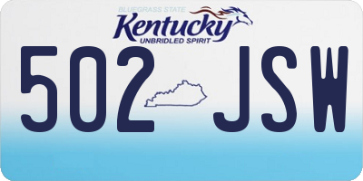 KY license plate 502JSW
