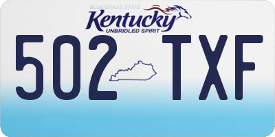 KY license plate 502TXF