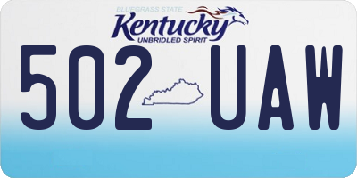 KY license plate 502UAW