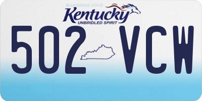 KY license plate 502VCW